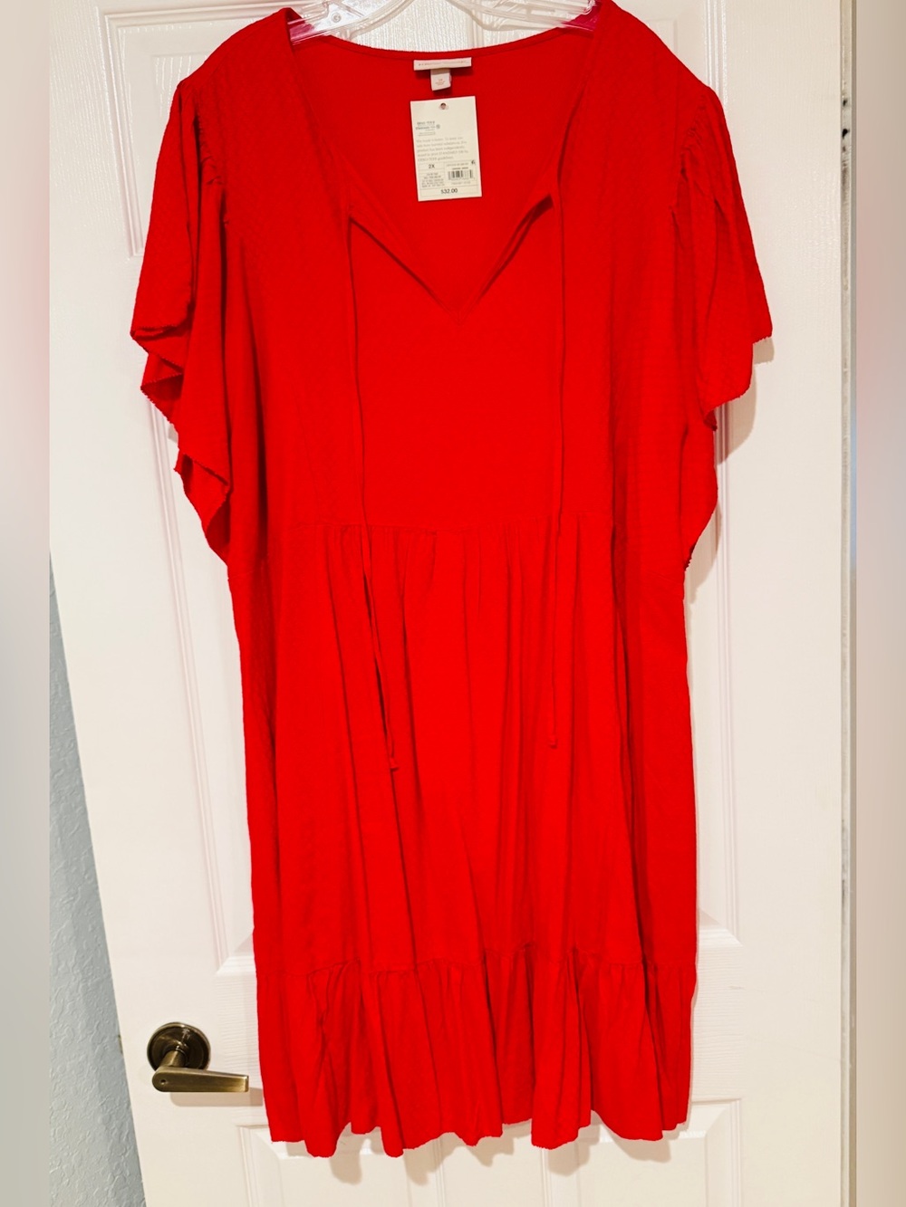 Knox Rose Red V-Neck Tiered Midi Dress